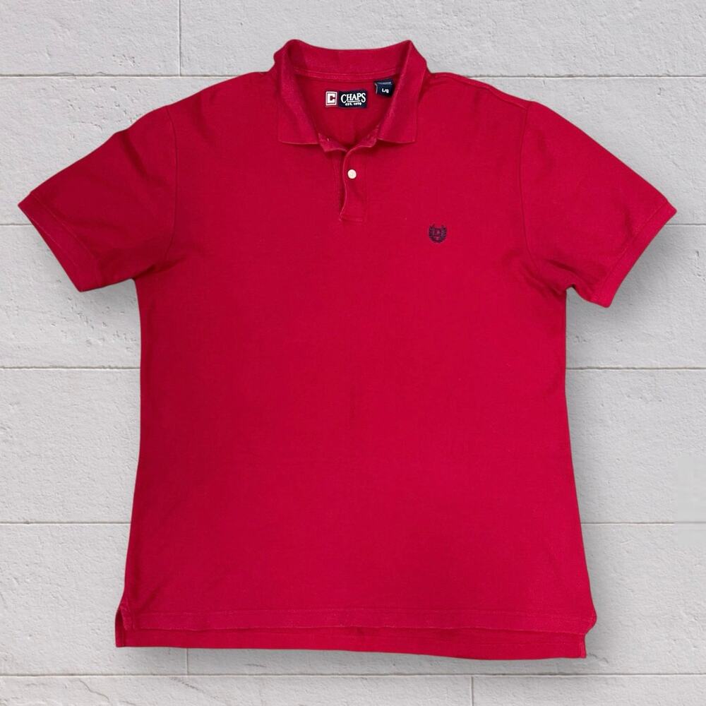 Chaps Red Polo Shirt Short Sleeve Stretch Cotton Embroidered Logo Casual Men’s L